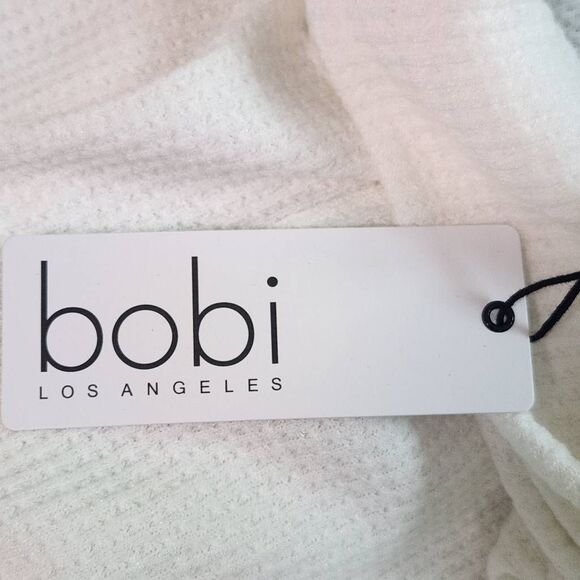 Bobi White Cowl Neck Waffle Knit Top NWT Medium Revolve Thermal Knit Comfy Top - Picture 7 of 12